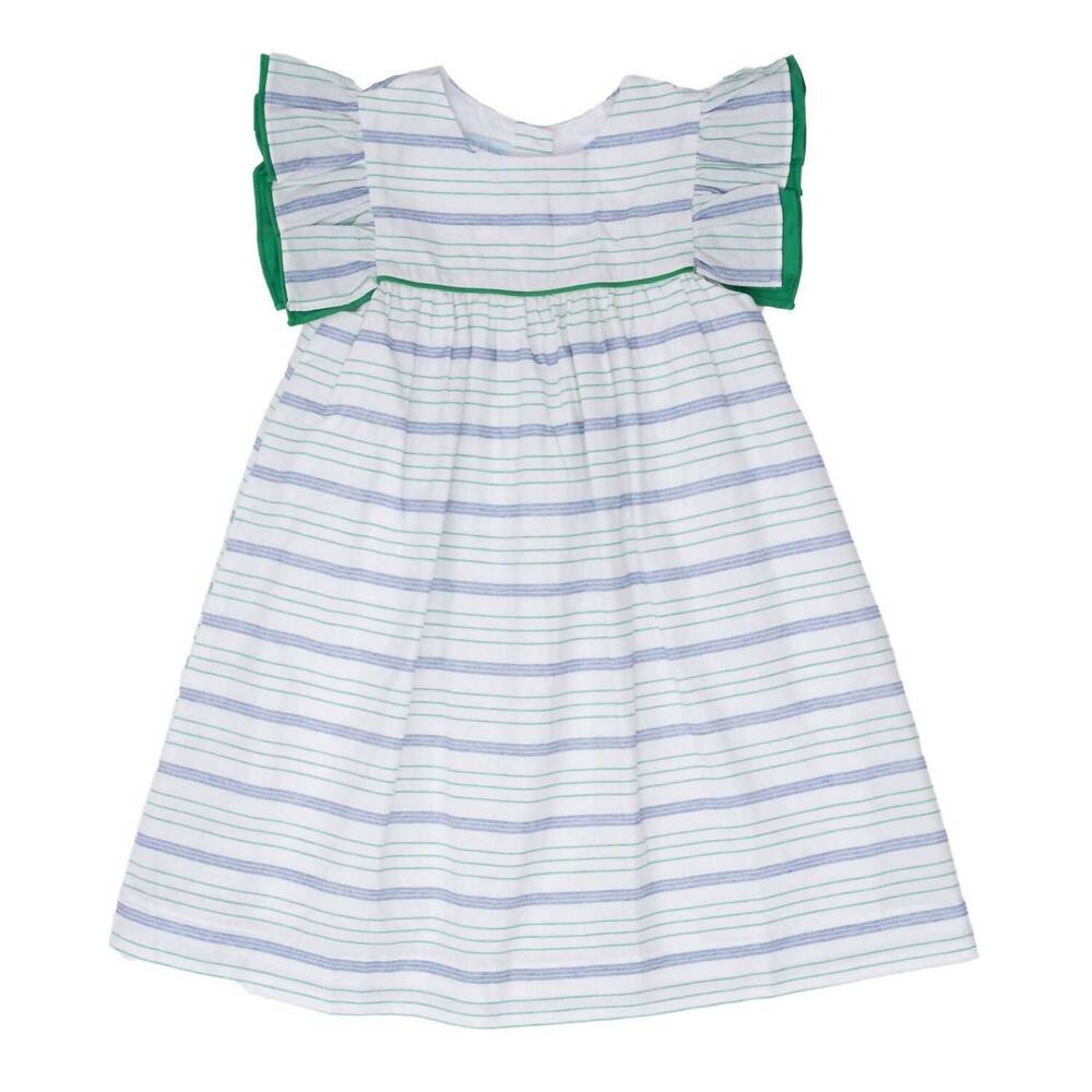 NEW THE OAKS APPAREL girls' gulia stripe dress in green/blue